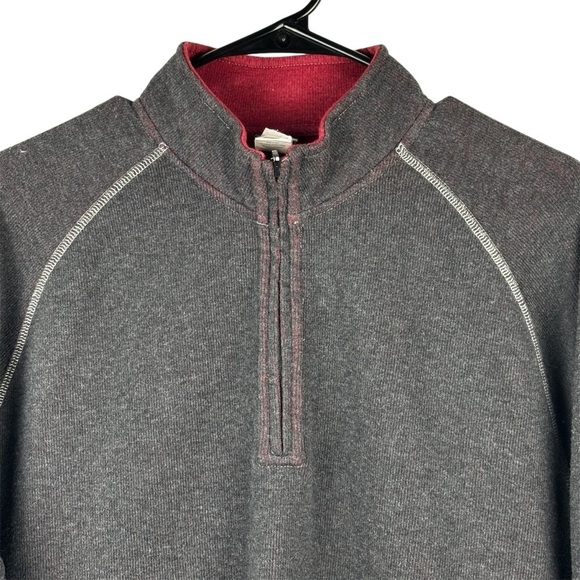 Johnnie O Charcoal 1/4 zip Men’s Pullover with Maroon inside Size XL Layering - Picture 2 of 9